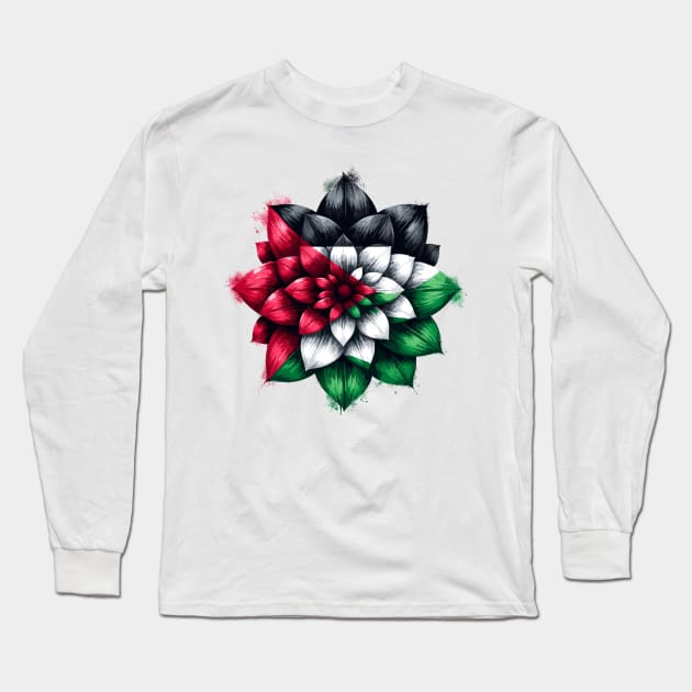 Palestinian Floral Flag Long Sleeve T-Shirt by Muslimory